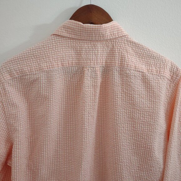 J-Crew Orange Plaid Large Button Up 100% Organic Cotton Slim Dress Shirt - Picture 6 of 6